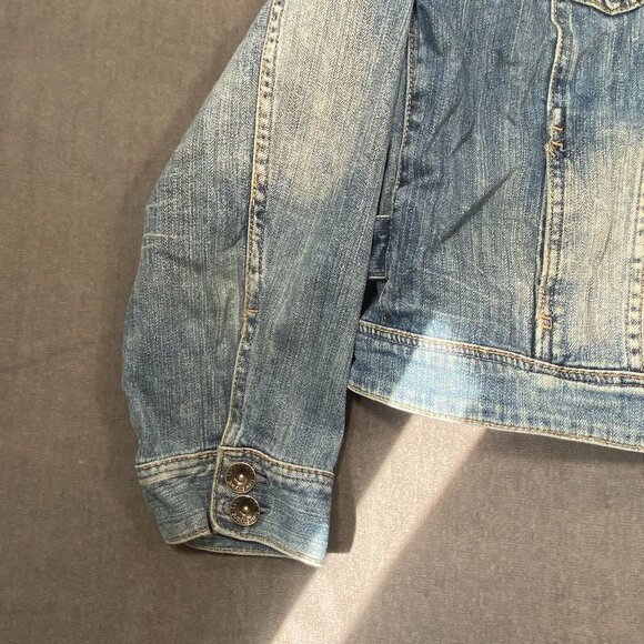 Lane Bryant Womens Cropped Denim Jacket Size 16 (LX) Light Wash Button Front - Picture 8 of 11